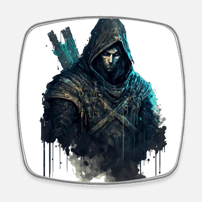 Assassin In Watercolor II - Square fridge magnet - white