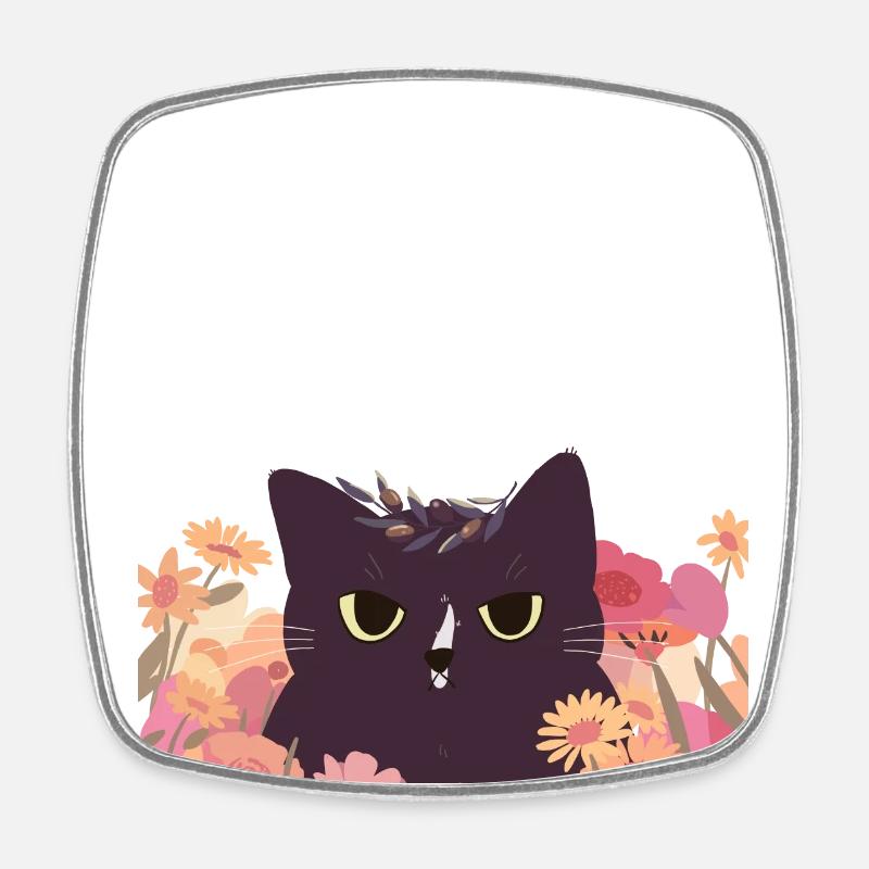 Chat - Magnet carré - blanc