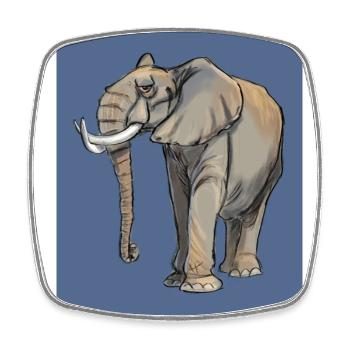 éléphant - Magnet carré - blanc - Devant