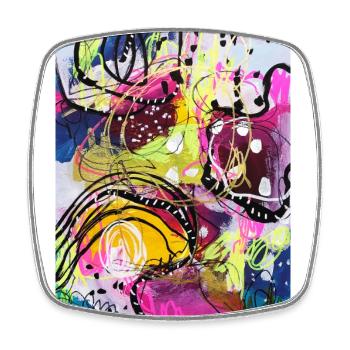 Abstract Chaos #18 original painting Design - Square fridge magnet - white - Front