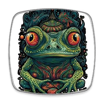 Trippy Frog - Psychedelic Motif - Square fridge magnet - white - Front
