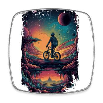 Happy Bicycle Day - Trippy Motif - Square fridge magnet - white - Front