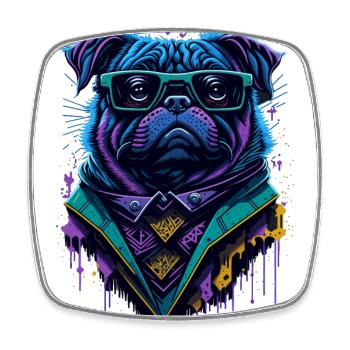 Graffiti Cyberpug - Viereckiger Kühlschrankmagnet - Weiß - Vorne