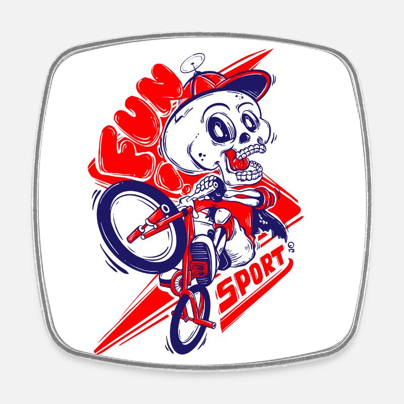 Skullride - Square fridge magnet - white