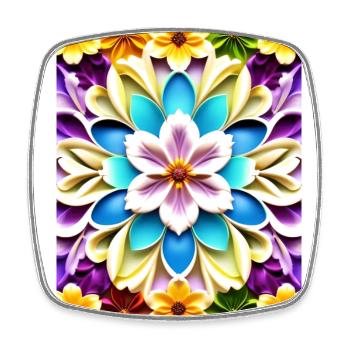 Floral 64 - Square fridge magnet - white - Front