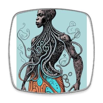 Mystique et mystérieux mi-afro, mi-octopu - Magnet carré - blanc - Devant