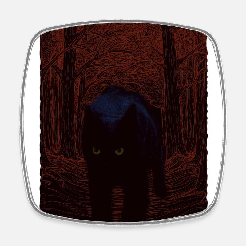 Chat de la nuit noire - Magnet carré - blanc