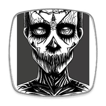 Scary Black and White Face with Horrible Mouth - Square fridge magnet - white - Front