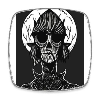 Scary Black and White Dracula with Empty Eyes - Square fridge magnet - white - Front