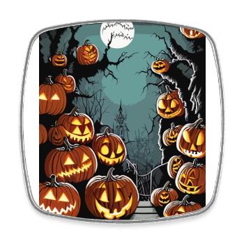 Scary Cemetery with Many Halloween Pumpkins - Square fridge magnet - white - Front