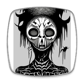 Visage masqué effrayant du crâne noir et blanc - Magnet carré - blanc - Devant