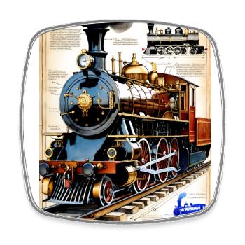 Train #2 - Square fridge magnet - white - Front
