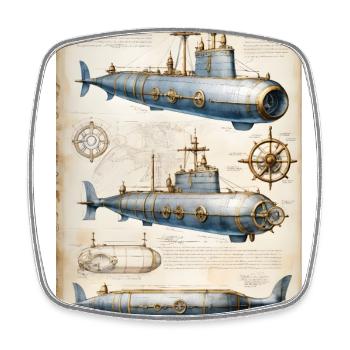 Submarine #1 - Square fridge magnet - white - Front