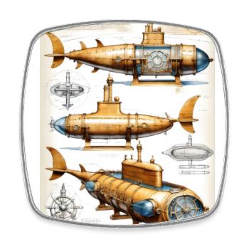 Submarine #2 - Square fridge magnet - white - Front