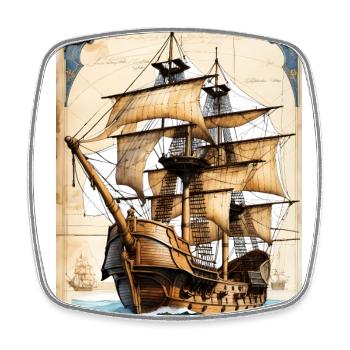 Piratenschiff #2 - Viereckiger Kühlschrankmagnet - Weiß - Vorne