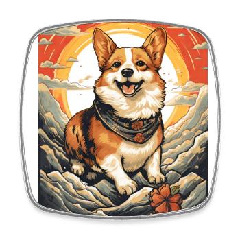Welsh Corgi in Japanese anime style - Square fridge magnet - white - Front
