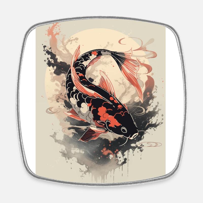 majestic koi carp - Square fridge magnet - white