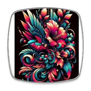 Avian Elegance: Lively Bird & Blossoms - Viereckiger Kühlschrankmagnet - Weiß - Vorne