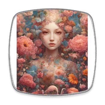 Young Woman in Bloom - Square fridge magnet - white - Front