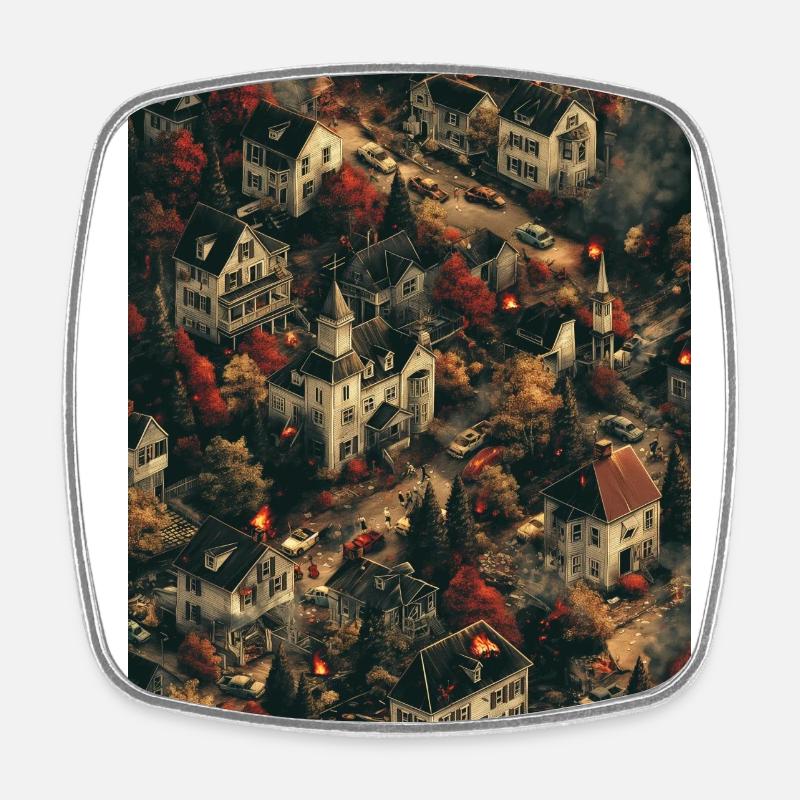 Zombie Apocalypse - First Epicentre - Square fridge magnet - white