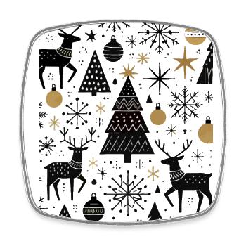 Scandinavian Christmas Elements and Winter Trees - Square fridge magnet - white - Front