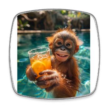 Orangutan Happy Hour - Viereckiger Kühlschrankmagnet - Weiß - Vorne