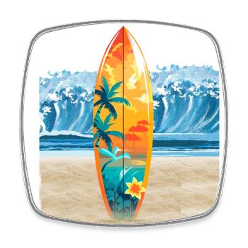 "Ride the Wave - Hawaiian Surf Vibes" - Square fridge magnet - white - Front