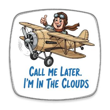 Pilot in the cloudy sky – adventure flyer - Square fridge magnet - white - Front