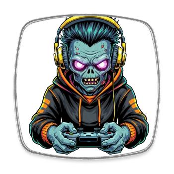 Zombie Zocker Power: Level Up mit Untoten! - Viereckiger Kühlschrankmagnet - Weiß - Vorne