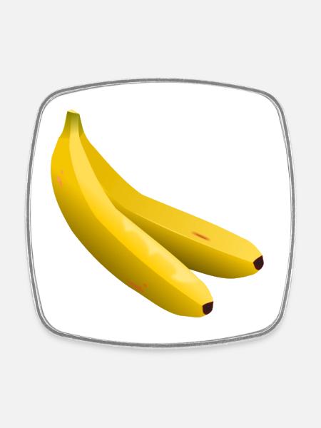 Zwillingsbananen Vektor Gelb - Viereckiger Kühlschrankmagnet - Weiß