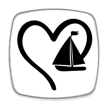 Voilier Coeur - Magnet carré - blanc - Devant
