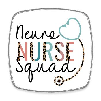 Neuro Nurse Squad Leopard Stethoscope Heart - Square fridge magnet - white - Front
