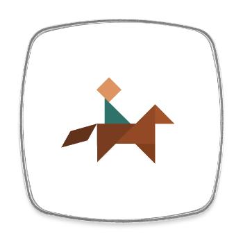 Reiter - Tangram - Viereckiger Kühlschrankmagnet - Weiß - Vorne