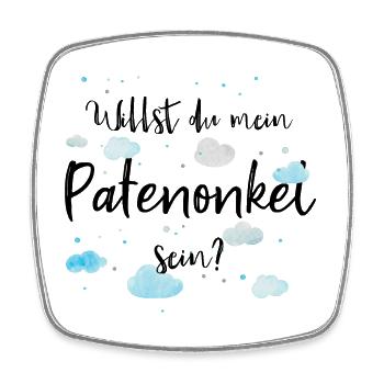 Willst du mein Patenonkel sein? - Viereckiger Kühlschrankmagnet - Weiß - Vorne