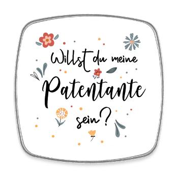 Willst du meine Patentante sein? Patentante fragen - Viereckiger Kühlschrankmagnet - Weiß - Vorne