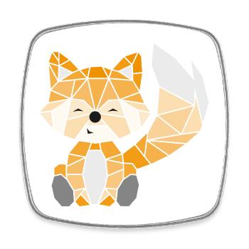 Fox geometrisch farbig - Viereckiger Kühlschrankmagnet - Weiß - Vorne