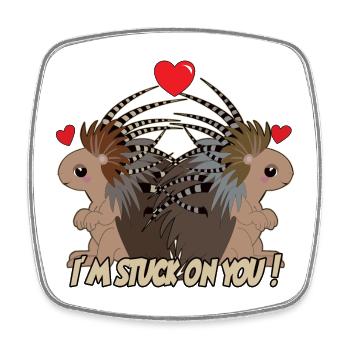 I'm stuck on you PORCUPINE - Geschenkidee - Viereckiger Kühlschrankmagnet - Weiß - Vorne
