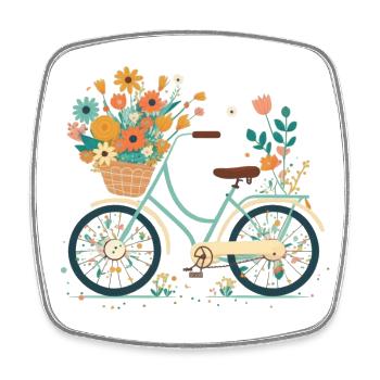 Sweet Adventure Flower Wheel Tour 7 - Square fridge magnet - white - Front