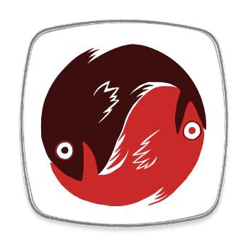 Ying Yang - Fische rot - Viereckiger Kühlschrankmagnet - Weiß - Vorne