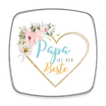 Papa ist der Beste! Floral personalisierbar - Viereckiger Kühlschrankmagnet - Weiß - Vorne