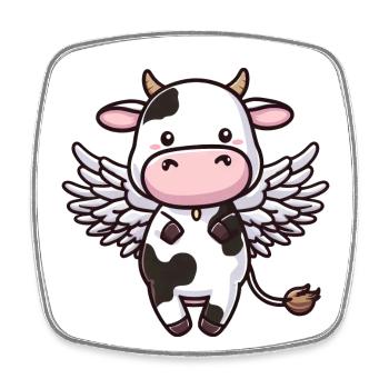 Cow Angel Wings - Square fridge magnet - white - Front
