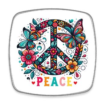 Peace Pulse - Square fridge magnet - white - Front