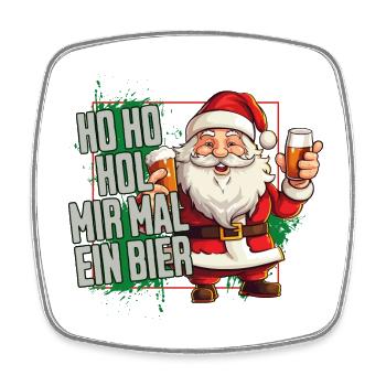 Weihnachtsmann Ho Ho Hol Mir Mal Ein Bier Lustig - Viereckiger Kühlschrankmagnet - Weiß - Vorne