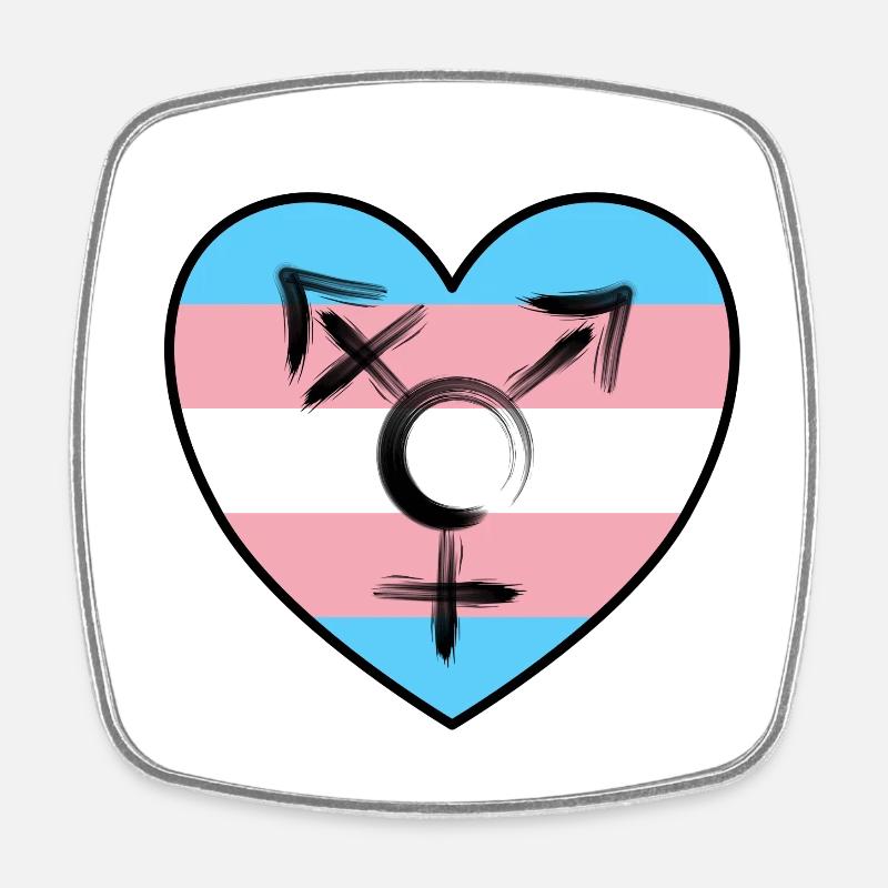 Coeur avec drapeau - Transsexualité - Magnet carré - blanc