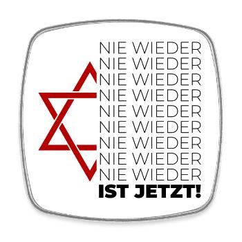 Nie wieder ist jetzt - Viereckiger Kühlschrankmagnet - Weiß - Vorne