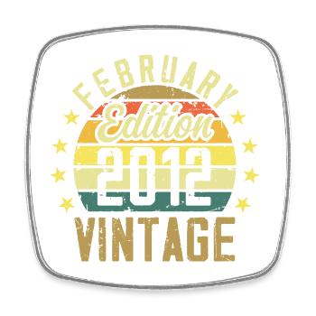 12th Anniversary - February 2012 Gift - 12th - Square fridge magnet - white - Front