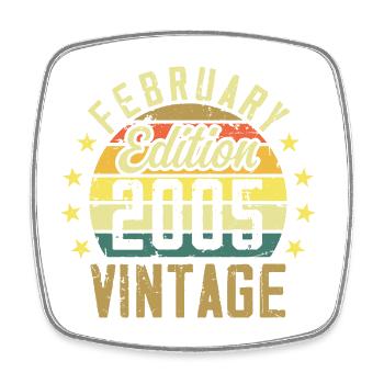 Birthday 19 years - Gift February 2005 - 19th - Square fridge magnet - white - Front