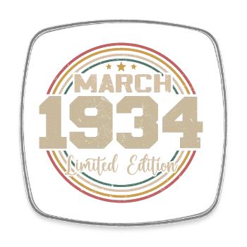Awesome Since March 1934 Birthday 1934 Gift - Square fridge magnet - white - Front