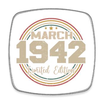Tolles Geschenk zum Geburtstag 1942 seit März 1942 - Viereckiger Kühlschrankmagnet - Weiß - Vorne