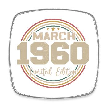 Awesome seit März 1960 Geburtstag 1960 Geschenk - Viereckiger Kühlschrankmagnet - Weiß - Vorne